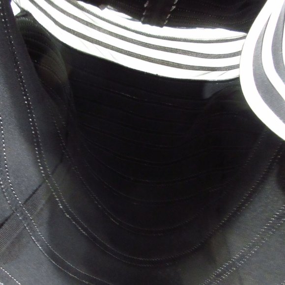 JS Signature striped mesh peplum top Blk/Wht 12 - Picture 6 of 6